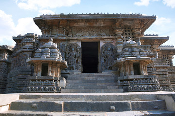 Close up of South entrance to Hoysaleshvara Temple, Halebid, Karnataka