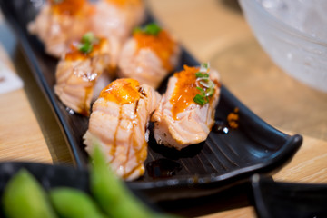 Close up of sashimi sushi set
