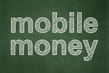 Obraz premium Banking concept: text Mobile Money on Green chalkboard background
