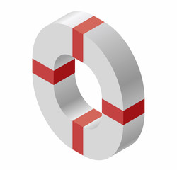 Abstract curved vector shape reminiscent of technological development, nanotechnology component. Isometric brand of scientific institution, research center, laboratories, spatial paradox