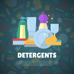 Vector cleaning flat icons background with place for text illustration