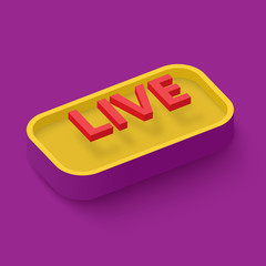 Color live 3d web sign isolated on purple background.