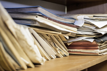 Old documents on table.