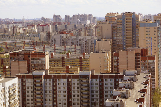Multi-storey houses in a big city in Russia