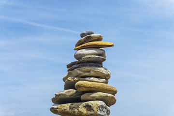 A pile of staked stones and pebbles. Zen, peace concept