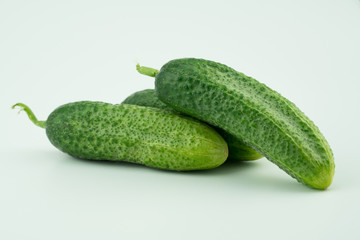 Fresh harvested homegrown cucumber from my garden isolated  on white background