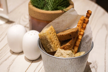 appetizer various bread set food meal