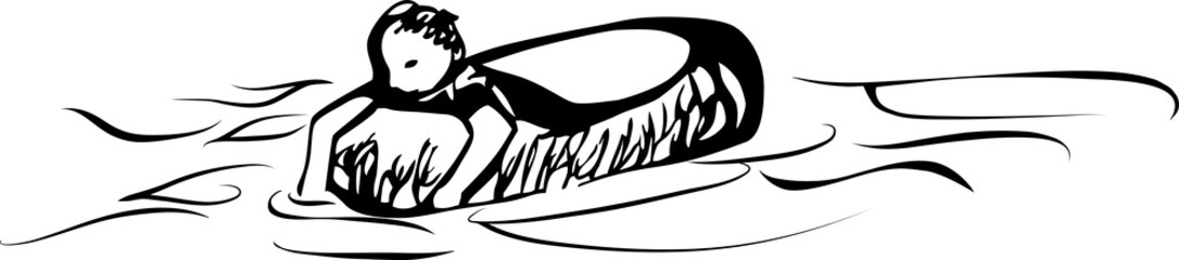 Child in a rubber raft by jziprian