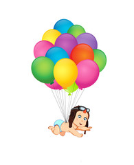 clip art with baby boy in pilot hat falling down with parachute