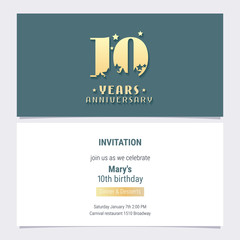 10 years anniversary invitation vector