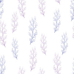 Seamless pattern with herbs. Botanical hand drawn vector illustration.