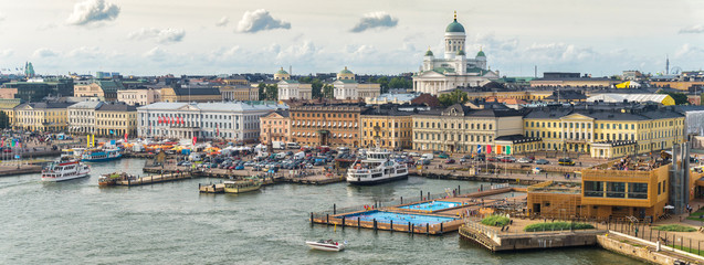 Helsinki cityscape. View from sea