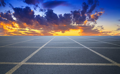 Empty highway asphalt road and beautiful sky sunset landscape