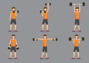 Weight Training Woman Vector Character Illustration