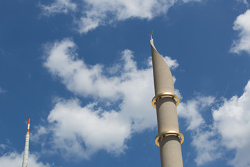Minarets mosque, half moon on top