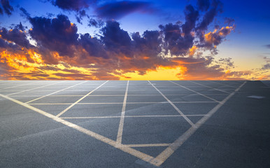 Empty highway asphalt road and beautiful sky sunset landscape