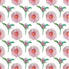 Beautiful watercolor pattern with roses, peony and magnolia flowers. Illustration