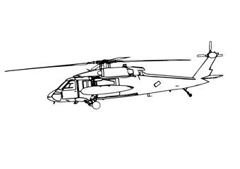 sketch of military helicopter vector