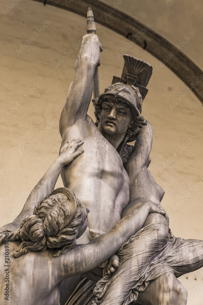 Wall mural statue rape of polyxena in loggia dei lanzi in florence