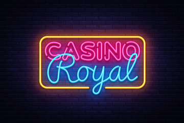 Casino Royal neon sign vector. Casino Design template neon sign, light banner, neon signboard, nightly bright advertising, light inscription. Vector illustration