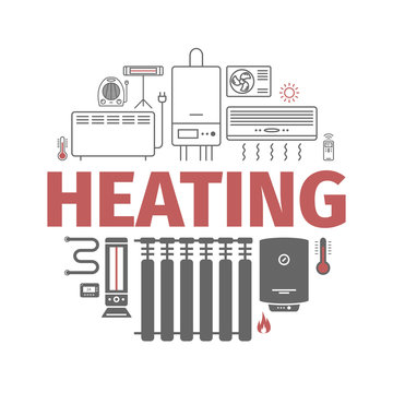 Heating and cooling banner. Ventilation and conditioning vector illustration.