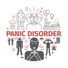 Panic disorder banner. Vector illustration