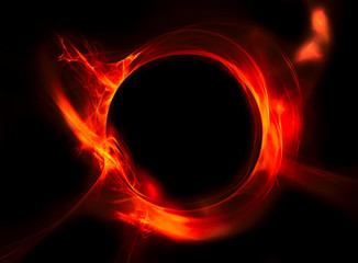 Red circle of fire on a black background