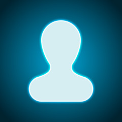 Simple silhouette of man. Neon style. Light decoration icon. Bri