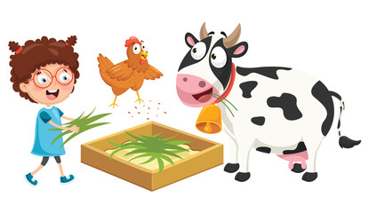 Obraz premium Vector Illustration Of Kid Farmer