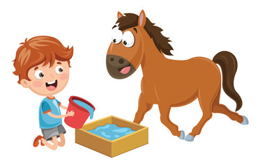 Vector Illustration Of Kid Farmer