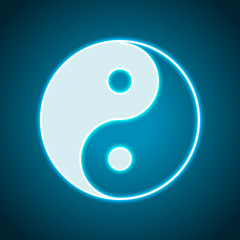 yin yan symbol. Neon style. Light decoration icon. Bright electr