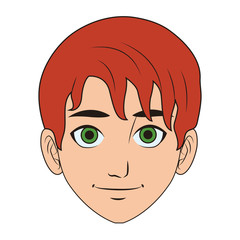 Young man face cartoon vector illustration graphic design