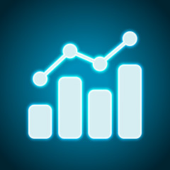 finance grapgic, grow. Neon style. Light decoration icon. Bright