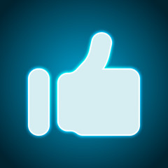 Simple like icon. Social symbol. Neon style. Light decoration ic