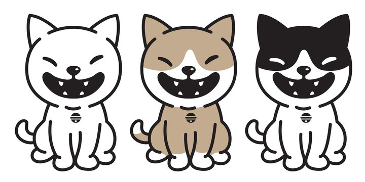 cat vector logo icon character cartoon kitten calico smile illustration doodle