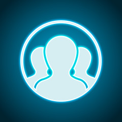 Team in circle, few person. Neon style. Light decoration icon. B