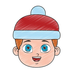 Cute boy face with beanie hat vector illustration graphic design