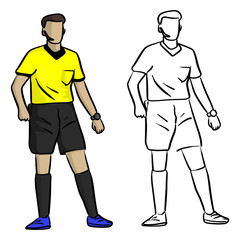 Professional soccer referee vector illustration sketch doodle hand drawn with black lines isolated on white background