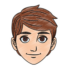 Young man face cartoon vector illustration graphic design