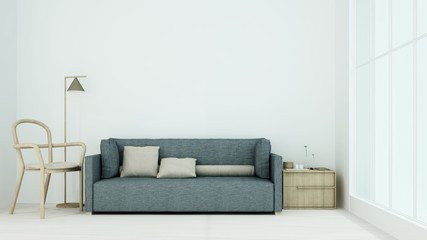 The interior relax space 3d rendering and white background minimal 