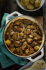 Beef, mushroom & stout stew with baby potatoes 