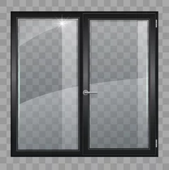 Fotobehang Black window with transparent glass © denisik11