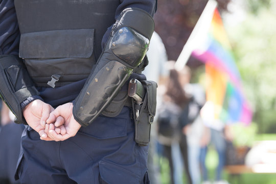 Police Officer On Duty During LGBT Pride Parade