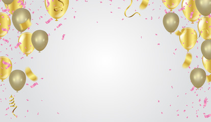 Festive background with gold and silver balloons