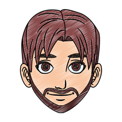 Young man face cartoon vector illustration graphic design