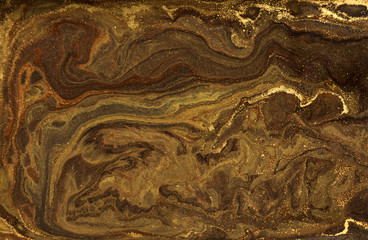 Marble abstract acrylic background. Marbling artwork texture. Agate ripple pattern. Gold powder.