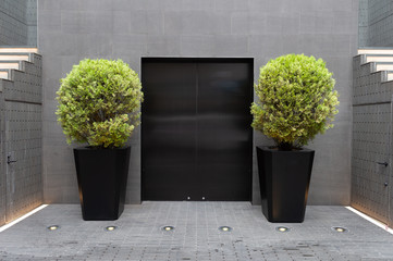 sidewalk by street wall & door