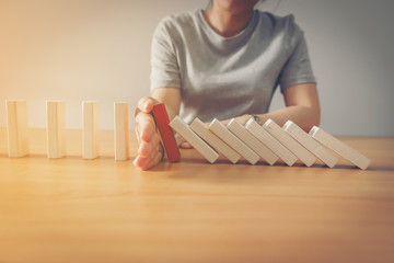 Protecting Assets From Domino Effect. Stop Loss Concept For Stock Exchange Market.