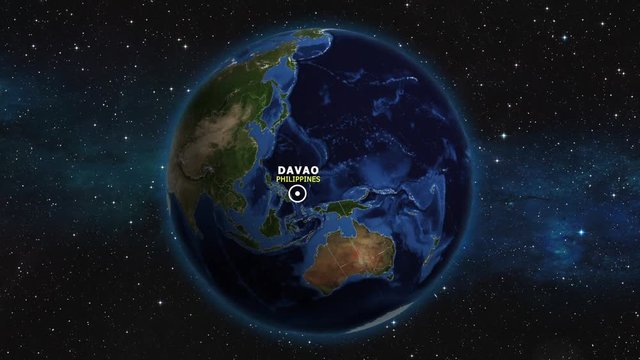 PHILIPPINES DAVAO ZOOM IN FROM SPACE