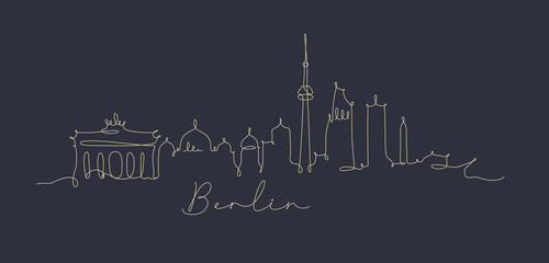 Obraz premium Sylwetka linii pióra berlin ciemnoniebieski